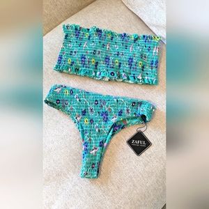 Zaful floral jade green bikini